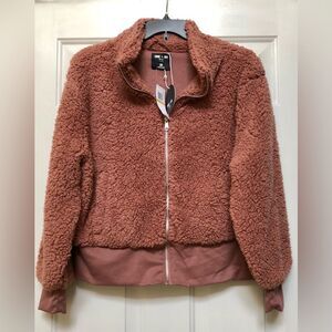 LOVE + JOY JACKET WOMEN'S PLUS SIZE 3X FULL ZIPPER SHORT BROWN TEDDY